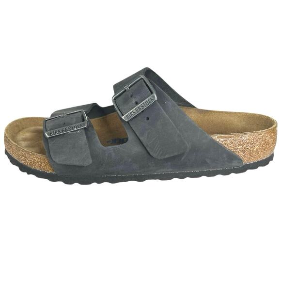 Birkenstock Unisex Arizona Grey Leather Sandals Size 39 M 6 W 8 - Picture 3 of 10
